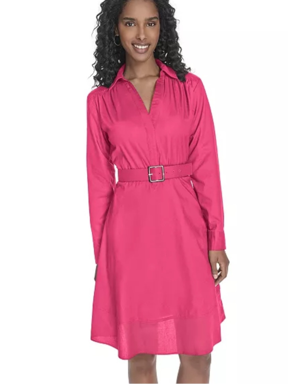 Calvin Klein Pink Coral Belted Shirt Dress Size 2 NWT